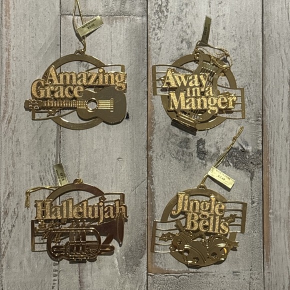 Hallmark Other - Hallmark 3-D Brass Christmas‎ Song Ornaments 1988 Vintage, 4 Lot - NEW